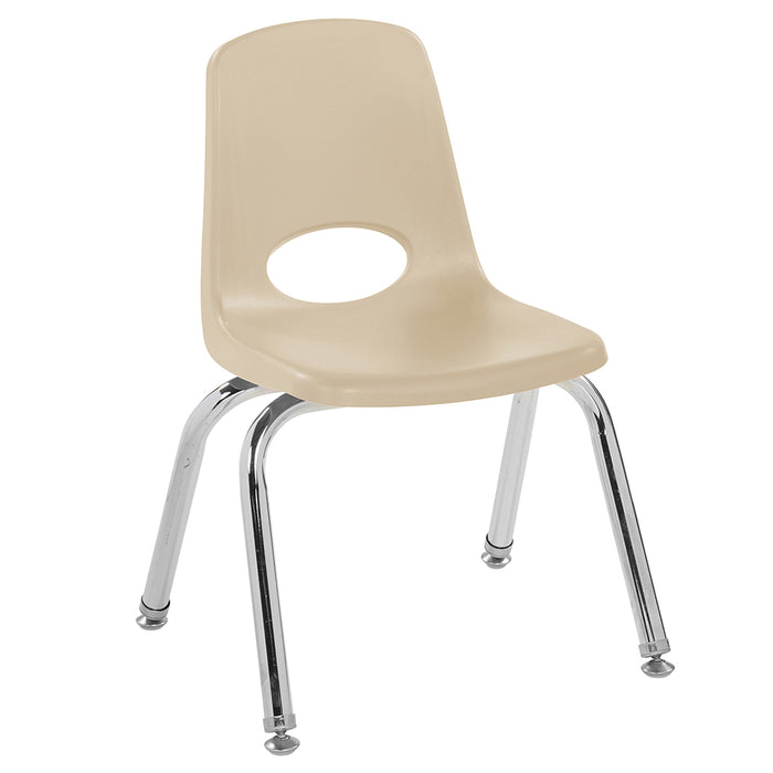 Beige chair with chrome legs on a white background