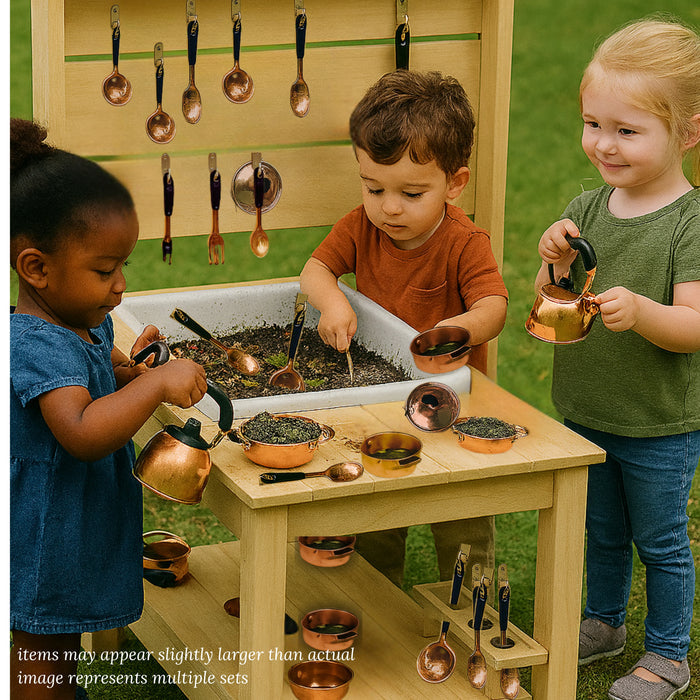 13-Piece Kids' Copper Plastic Cooking Play Set | Realistic Pretend Play Cookware