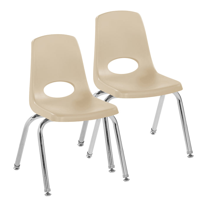 Two beige chairs with chrome legs on a white background