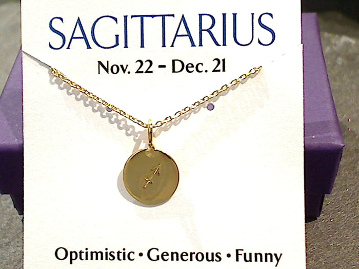 16" - 18" Gold Plated Sterling Sagittarius Zodiac Necklace