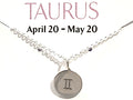 16" - 18" Sterling Silver Taurus Zodiac Necklace