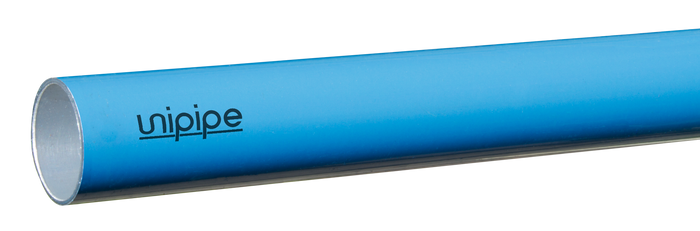 16 bar compressed air pipe from Unipipe, shown with metal fittings and durable plastic tubing for industrial air systems.