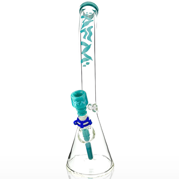 18" Wavy Bent Neck 7mm Colored Lip Glass Beaker Bong Bundle