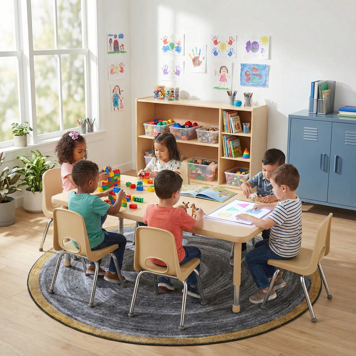 30x60 Maple Adjustable Activity Table | Easy-Clean, Durable with T-Molding Edge
