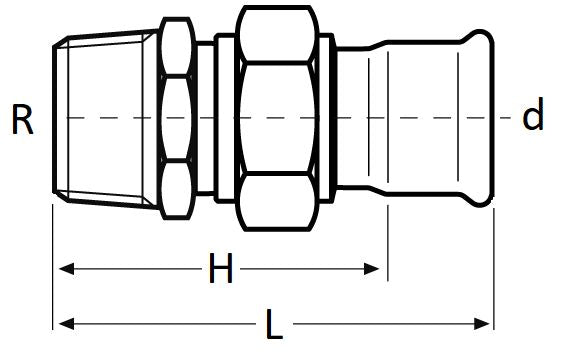 316L gas male barrel union brass nut with EPDM flat seal for secure pipe connection