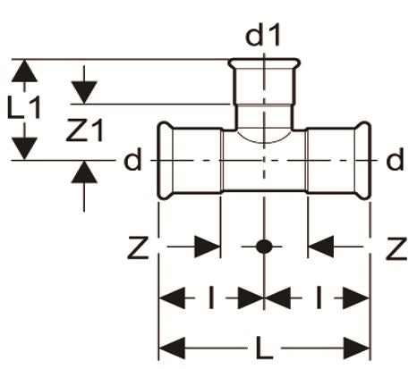Technical drawing of a plumbing fitting with dimensions labeled
