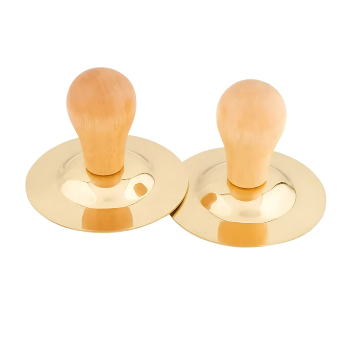 3.5" Finger Cymbals with Wooden Handles - 1 pair