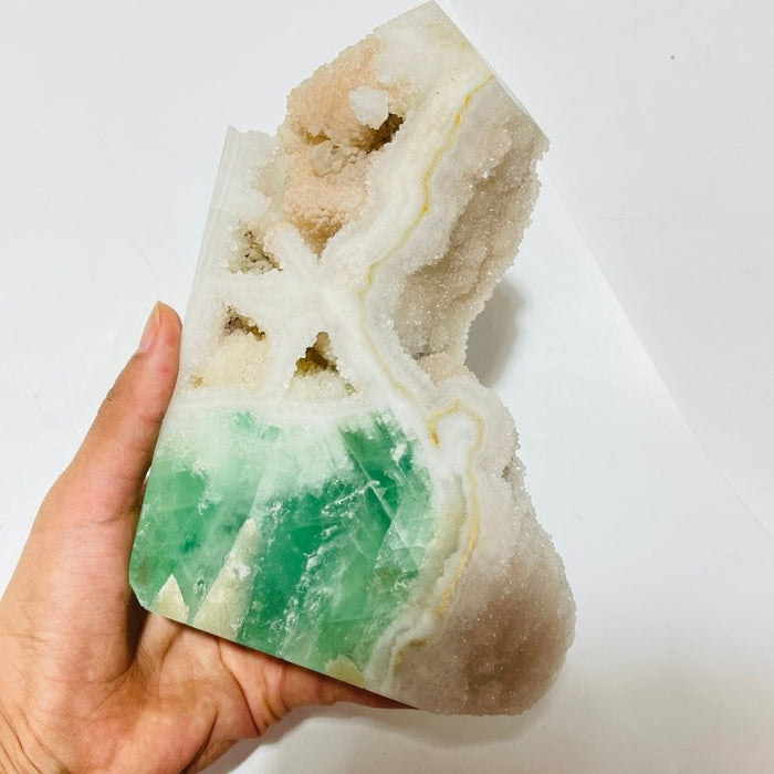5 Pieces Large Fluorite Druzy Geode Points -Wholesale Crystals