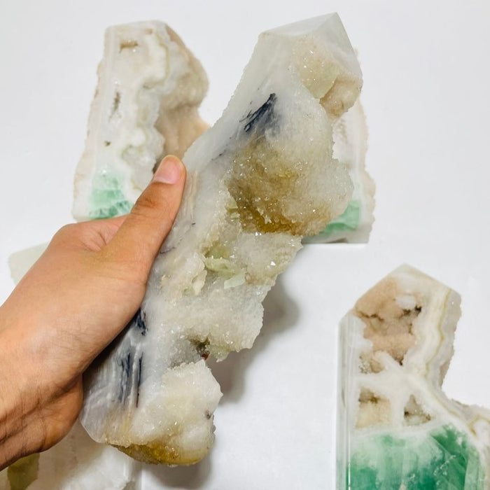 5 Pieces Large Fluorite Druzy Geode Points -Wholesale Crystals