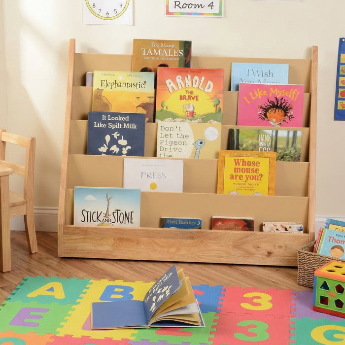 5-Shelf Wooden Book Display | Child-Height Classroom Organizer