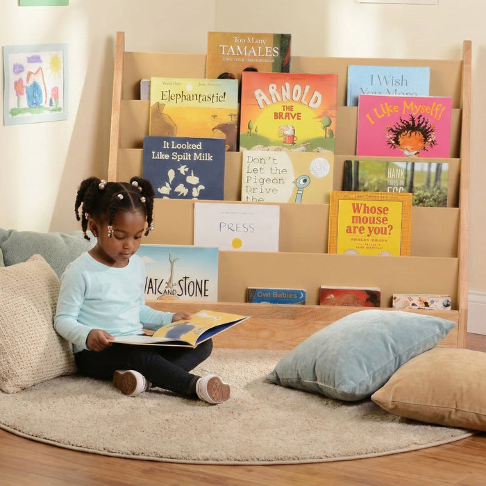 5-Shelf Wooden Book Display | Child-Height Classroom Organizer