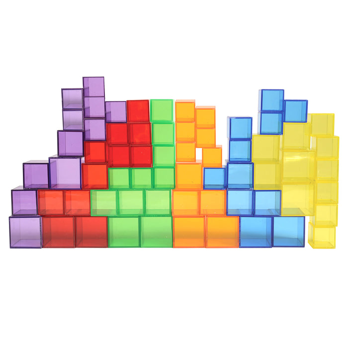 Colorful 3D block structure on a white background