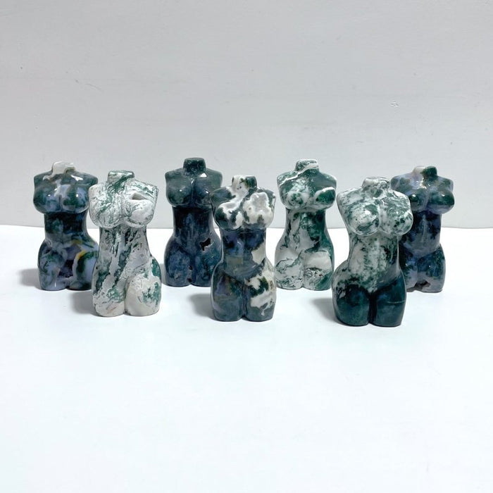7 Pieces 4.5in Moss Agate Goddess Carving - Wholesale Crystals