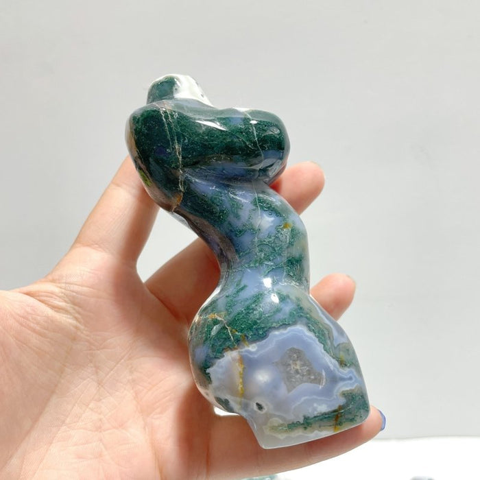 7 Pieces 4.5in Moss Agate Goddess Carving - Wholesale Crystals