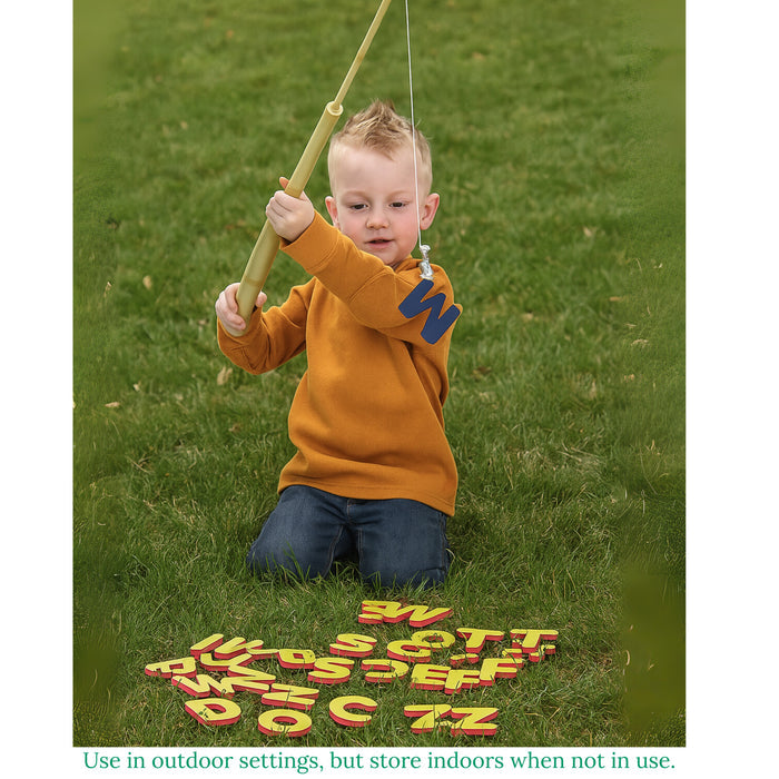 A-B-C Magnetic Fishing Learning Set | 4 Bamboo Poles & 104 Foam Alphabet Letters