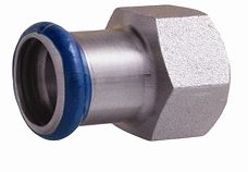 Airenergy Dev female thread adaptor with 15mm x 1/2" FBSP connection, made of stainless steel for plumbing or industrial use.
