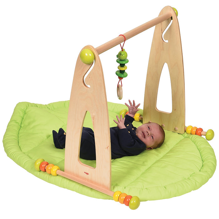 Infant Tummy Time with Adjustable Wooden Infant Play Gym