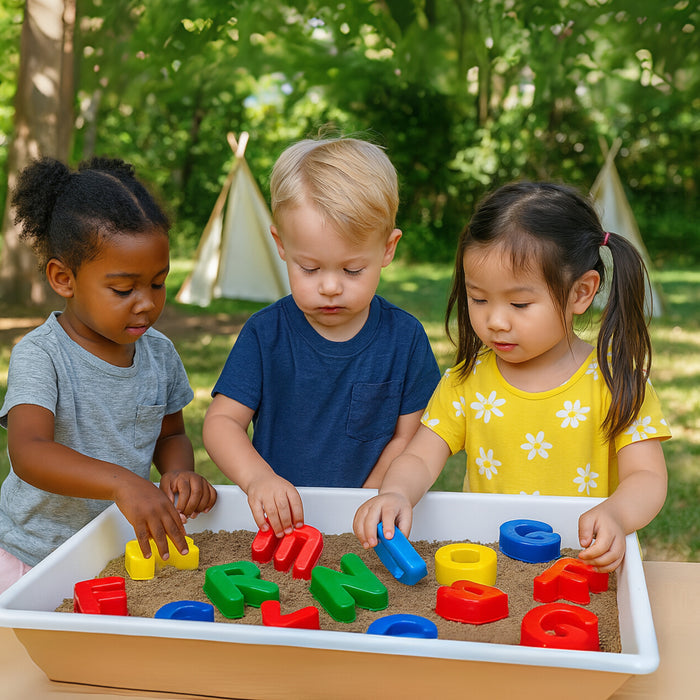 Alphabet Sand Molds – 26 Plastic Uppercase Letter Molds for Sensory Play