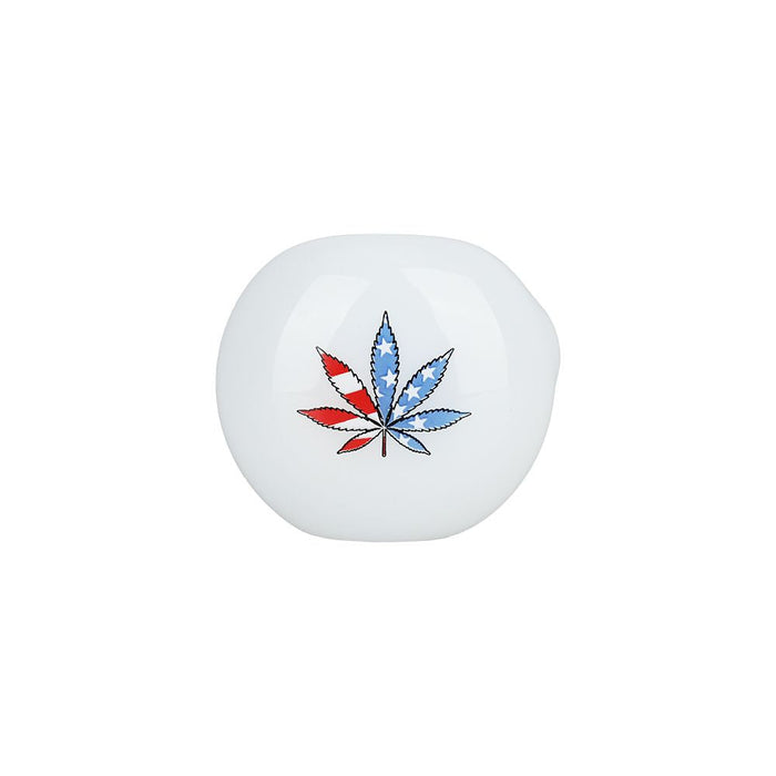 American Hemp Leaf Flag Glow Glass Spoon Pipe - 4"