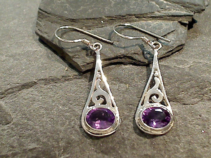 Amethyst, Sterling Silver Earrings