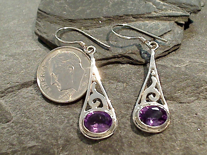 Amethyst, Sterling Silver Earrings