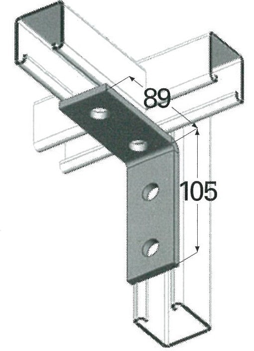 Metal bracket with dimensions labeled on a white background