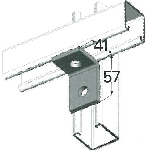 Technical drawing of a metal bracket with dimensions on a white background