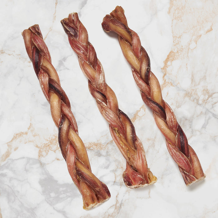 3 Pack 12 Inch Braided Bully Stick Bulk odorless - Nutrition - Scoochie Pet Products - Maximum K9 Services