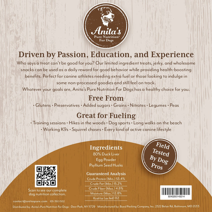 Anita's Pure Nutrition: Duck Liver Cookies-Nutrition-K9 Kraving-Maximum K9 Services