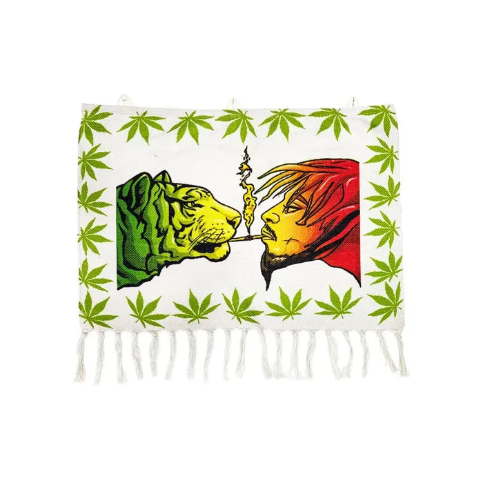 3ft x 2ft guy leaf motif wall hanging with green tiger design