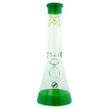 Mav Glass B44 beaker 44mm with green color lip and base featuring alien face design