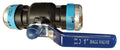Airenergy Dev ball valve pipe for plumbing, showing a close-up of the durable metal ball valve connected to pipe fittings.