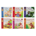 Set of six children's books with colorful covers featuring fairy tale characters on a white background.