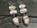 Biwa Pearl, Sterling Silver Earrings