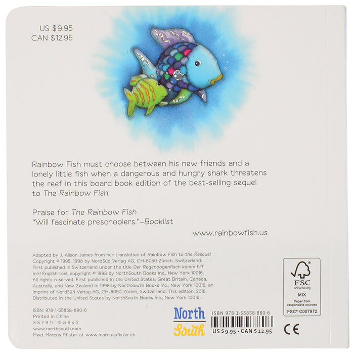 Back View of Rainbow Fish To The Rescue Board Book