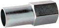 Metal fitting with hexagonal head on a white background