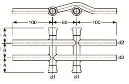 Technical drawing of a mechanical component with dimensions labeled