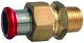 Compression fitting with red cap on a white background