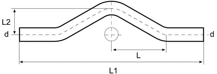 Europress carbon steel pipe bridge, 15mm diameter, showing the sturdy metal construction and connection points for plumbing or structural use.