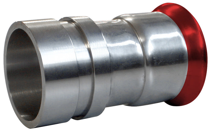 Metal fitting with red end on a white background