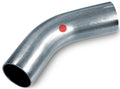 Metal elbow pipe with a red dot on a white background