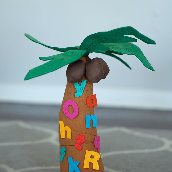 Close-up of Felt and Fabric Palm Tree with Alphabet Letters