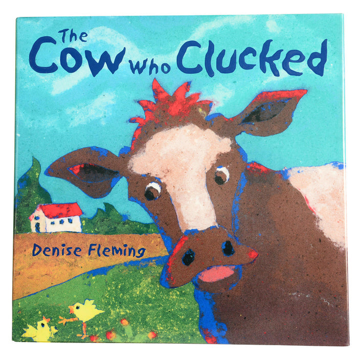 Book cover of 'The Cow Who Clucked' by Denise Fleming with a colorful illustration of a cow.