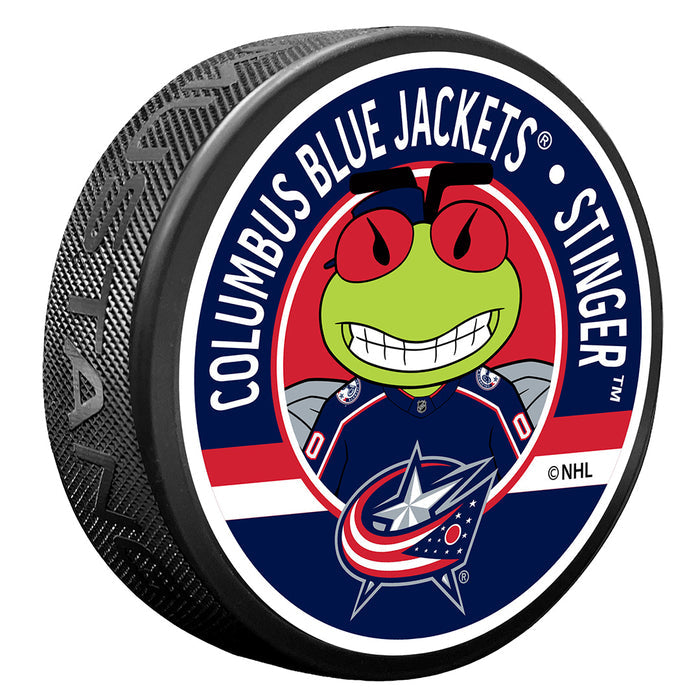 Columbus Blue Jackets Stinger Mascot Textured Puck