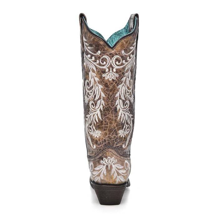 Corral Glow-in-the-Dark Brown/ White Embroidery Boots