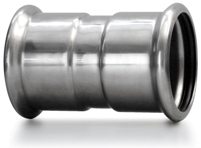 304 stainless steel coupling by Airenergy Dev, Europress model, 139.7mm length, designed for secure pipe connections.