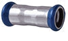 Metallic cylindrical component with threaded end on a blue background