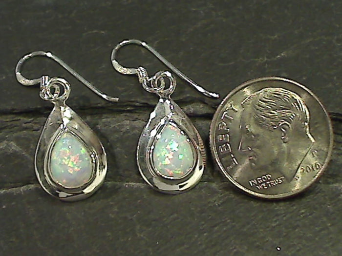 Created Opal, Sterling Silver Earrings