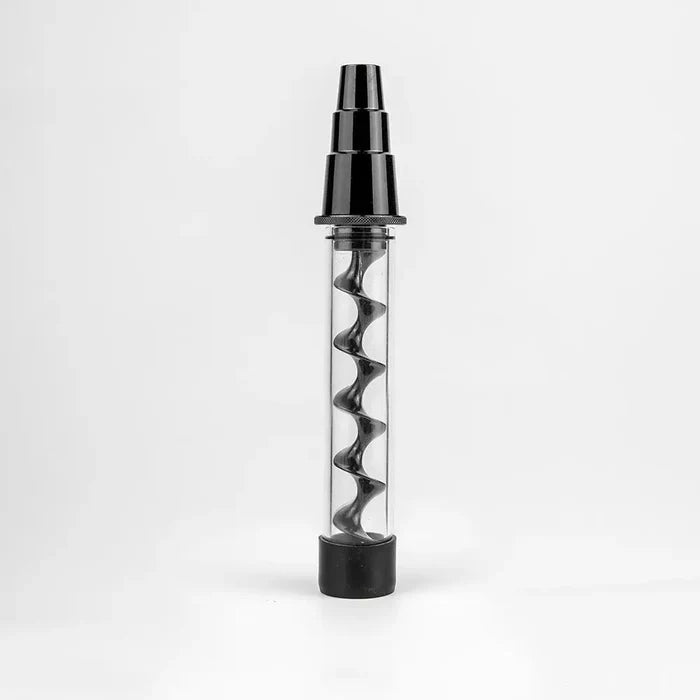 Glass blunt hand pipe with black spiral water pipe adapter