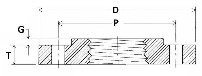 Technical drawing of a threaded rod with dimensions labeled